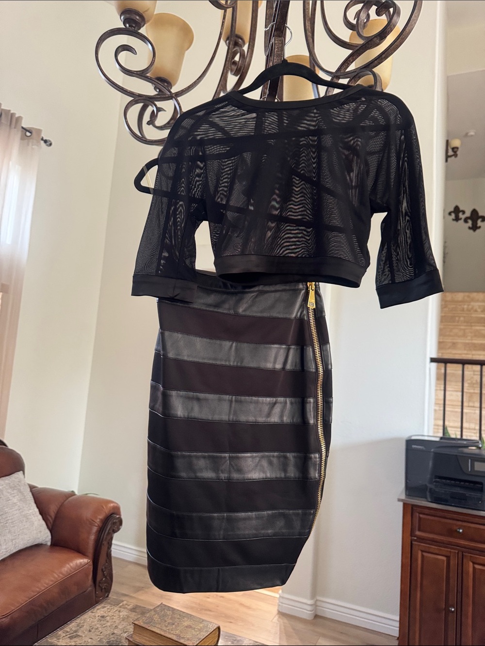 House of CB Set Leather-Striped Pencil Skirt - Women